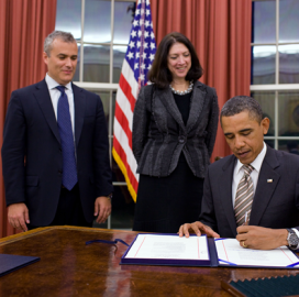 Jeff Zients, Shelley Metzenbaum and President Obama (pictured left to right)
