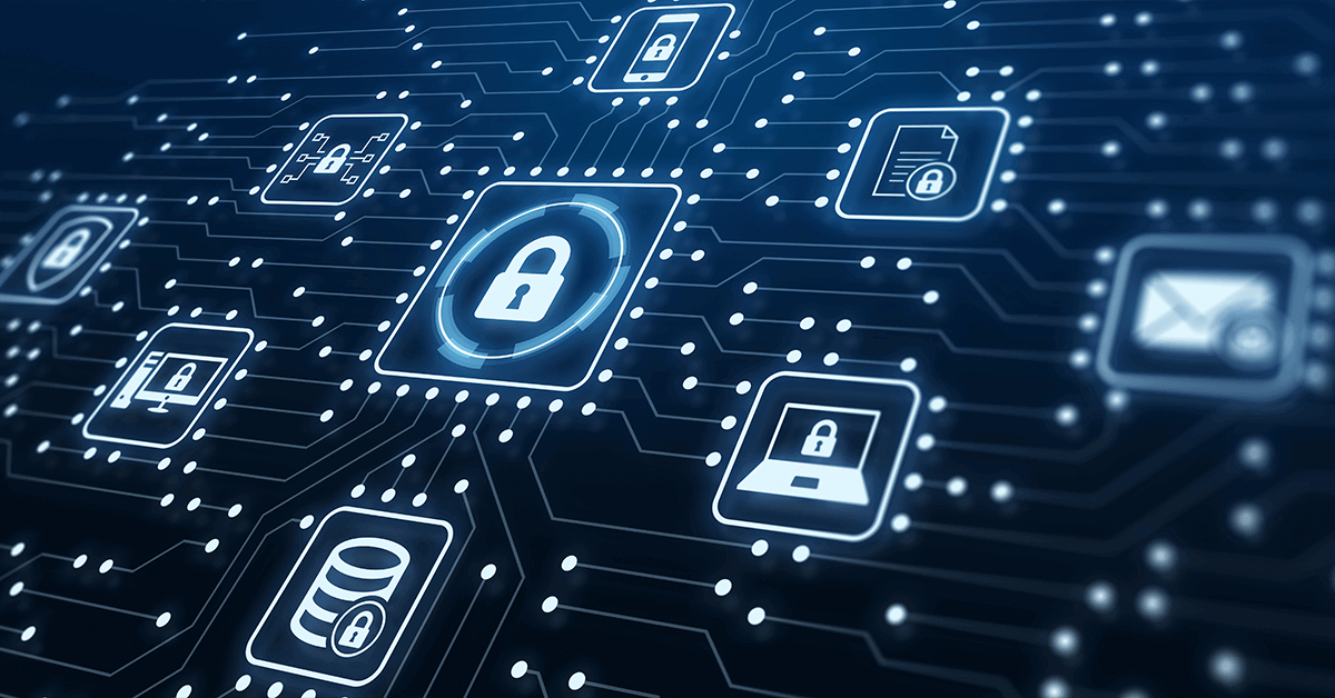 A digital illustration representing cybersecurity and data protection.