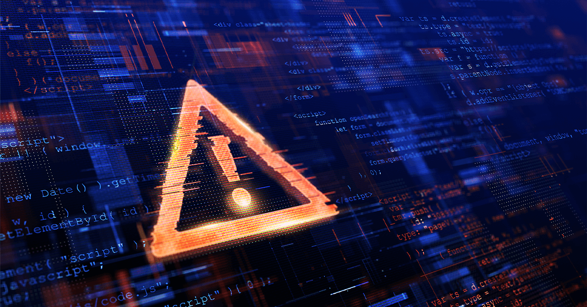 Image of a warning sign depicting malware threat