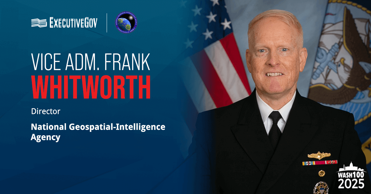 Vice Adm. Frank Whitworth, director of NGA, unveiled the next stage of the agency's Maven AI program.