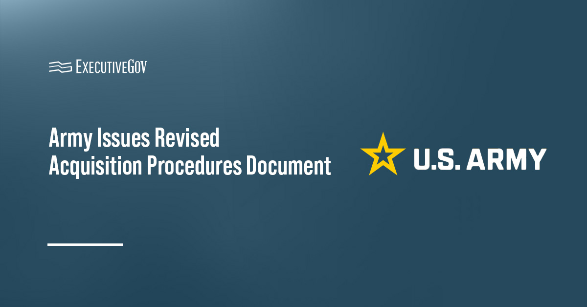 U.S. Army logo. The revised Army Acquisition Procedures document incorporates the Adaptive Acquisition Framework.