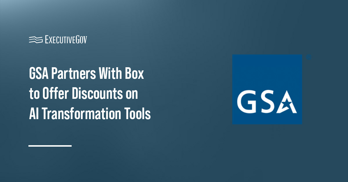 GSA logo. GSA and Box have partnered to offer federal agencies discounts on AI tools.