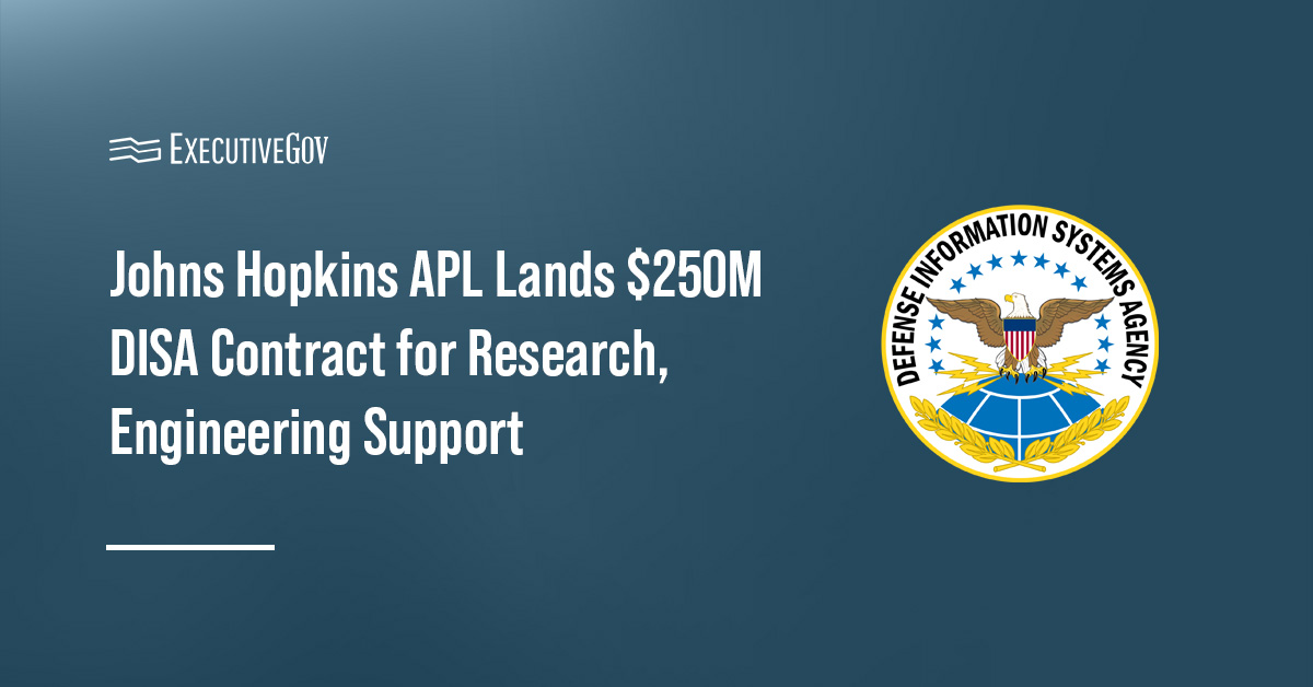 DISA logo. DISA awarded the Johns Hopkins APL an IDIQ contract for operations research and engineering support.