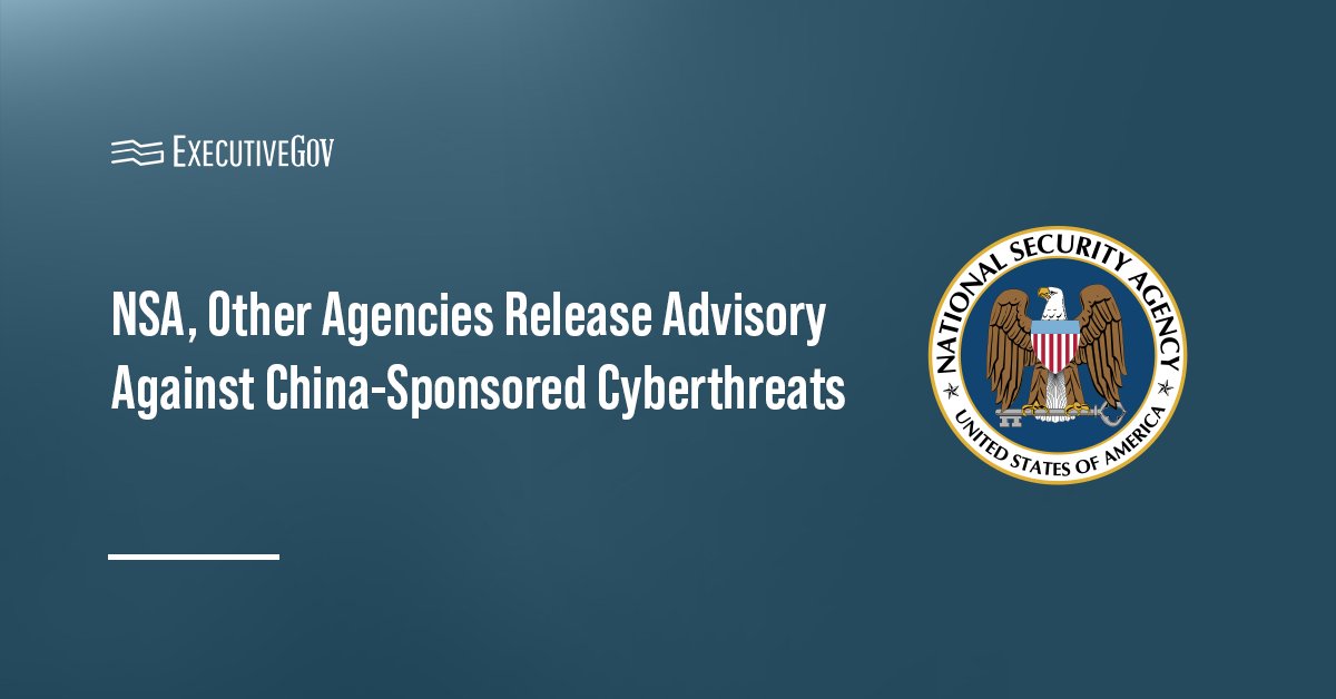 NSA logo. The NSA and other agencies released an advisory against China-sponsored cyberthreats.