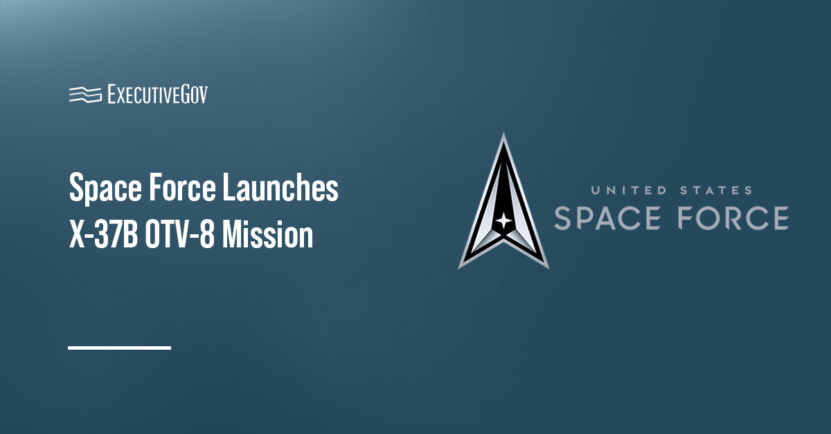 U.S. Space Force logo. The Space Force launched the the X-37B Orbital Test Vehicle on a SpaceX rocket.