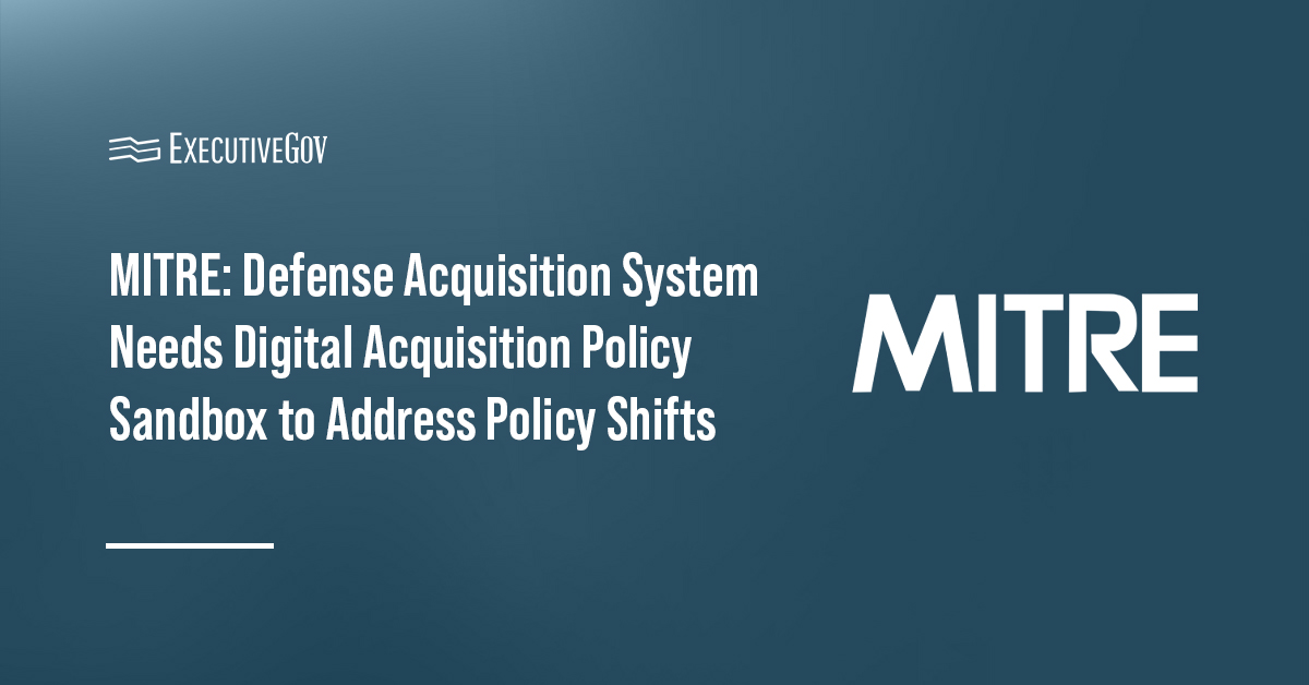 MITRE logo. MITRE published a paper proposing the development of a digital acquisition policy sandbox for the DAS.