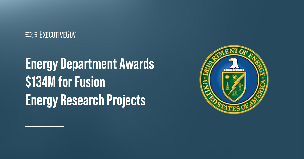 Energy Department logo. A $134 million total funding was awarded for fusion energy research