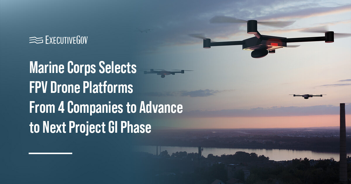 Drones in flight. The U.S. Marine Corps selected companies whose technologies will move to the next Project G.I. phase