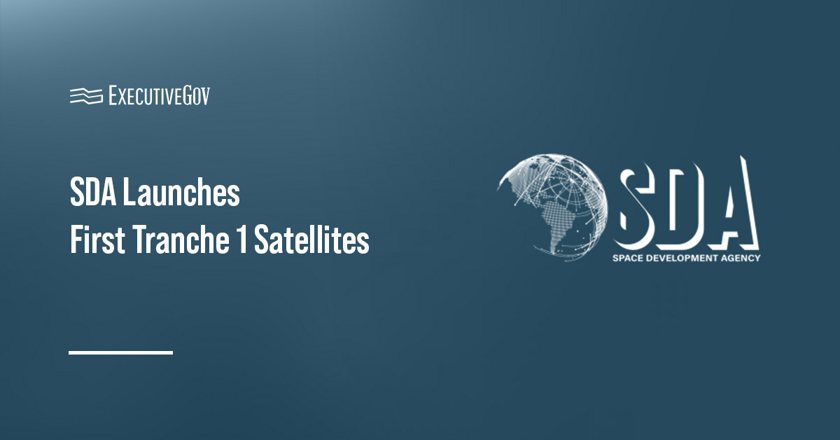 SDA logo. The Space Development Agency launched the first PWSA Tranche 1 Transport Layer satellites.