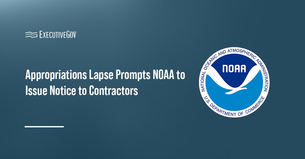 National Oceanic and Atmospheric Administration logo. NOAA issued a notice to contractors amid a funding lapse.