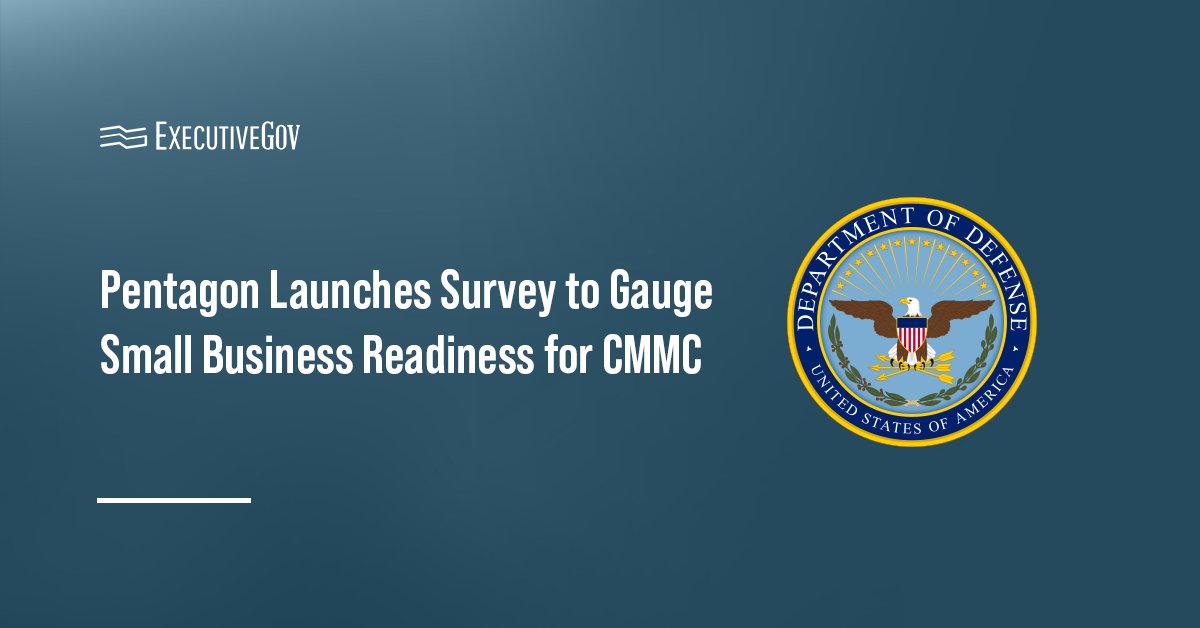 Department of Defense's logo. The DOD launched a survey on CMMC readiness among small businesses