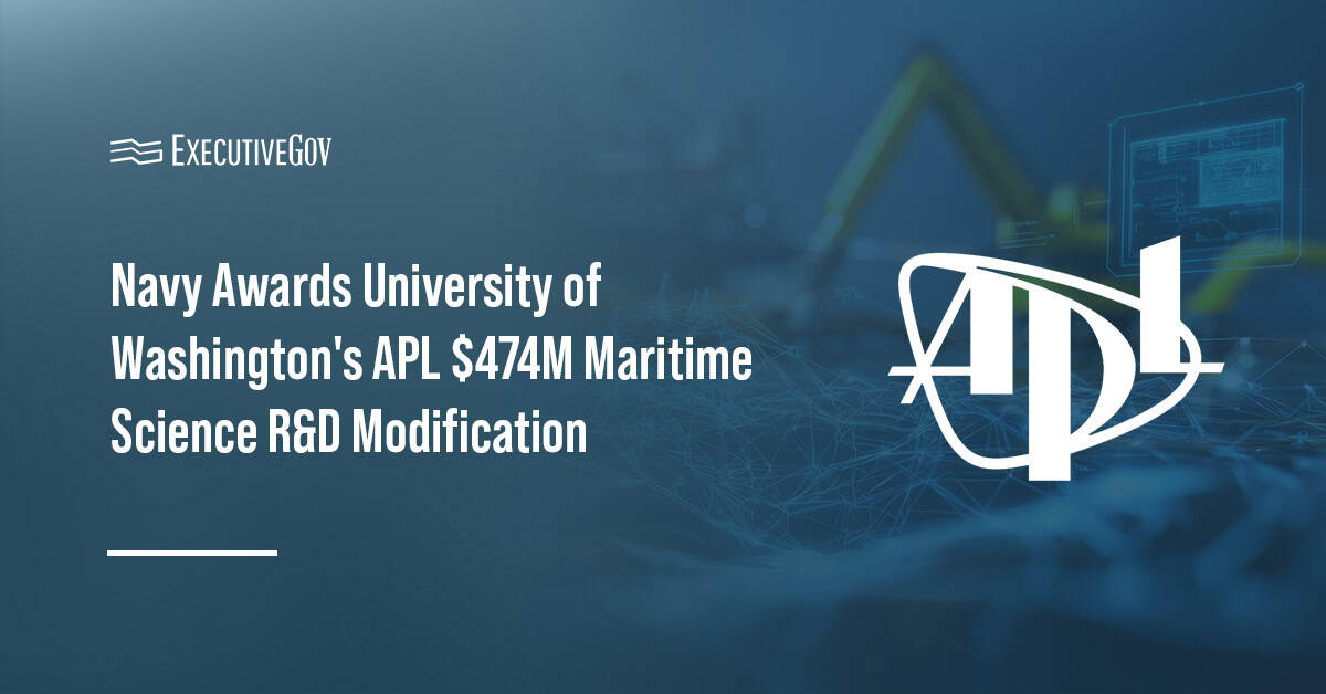 University of Washington’s Applied Physics Laboratory logo. APL-UW secures a Navy R&D contract modification.