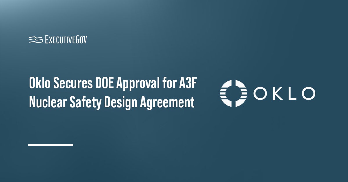 Oklo logo. Oklo secured DOE approval for NSDA for the Aurora Fuel Fabrication Facility at Idaho National Laboratory.