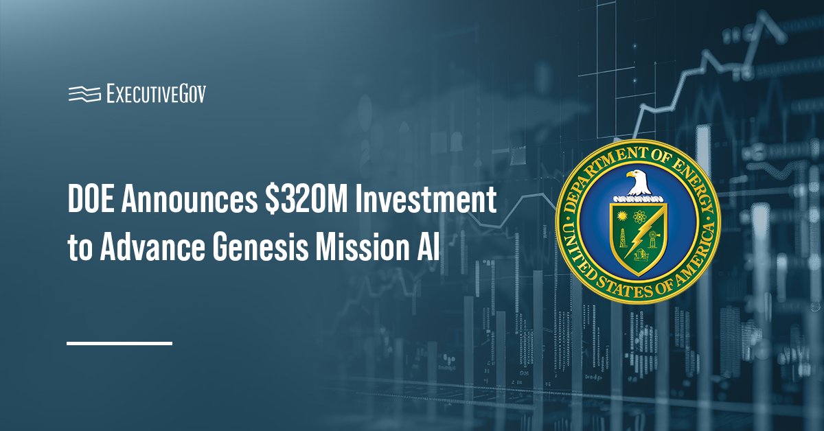 DOE seal. DOE has announced a $320 million investment for accelerating the development of Genesis Mission's AI capabilities.