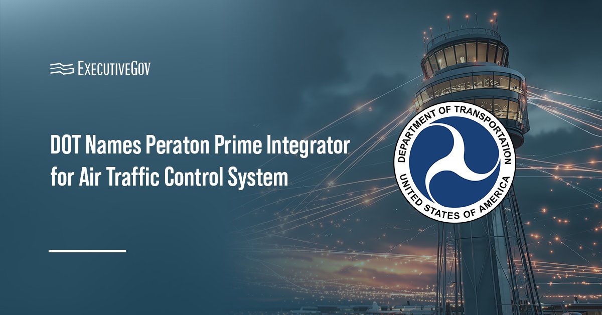Department of Transportation logo. DOT awarded Peraton a contract to lead the development of an air traffic control system.