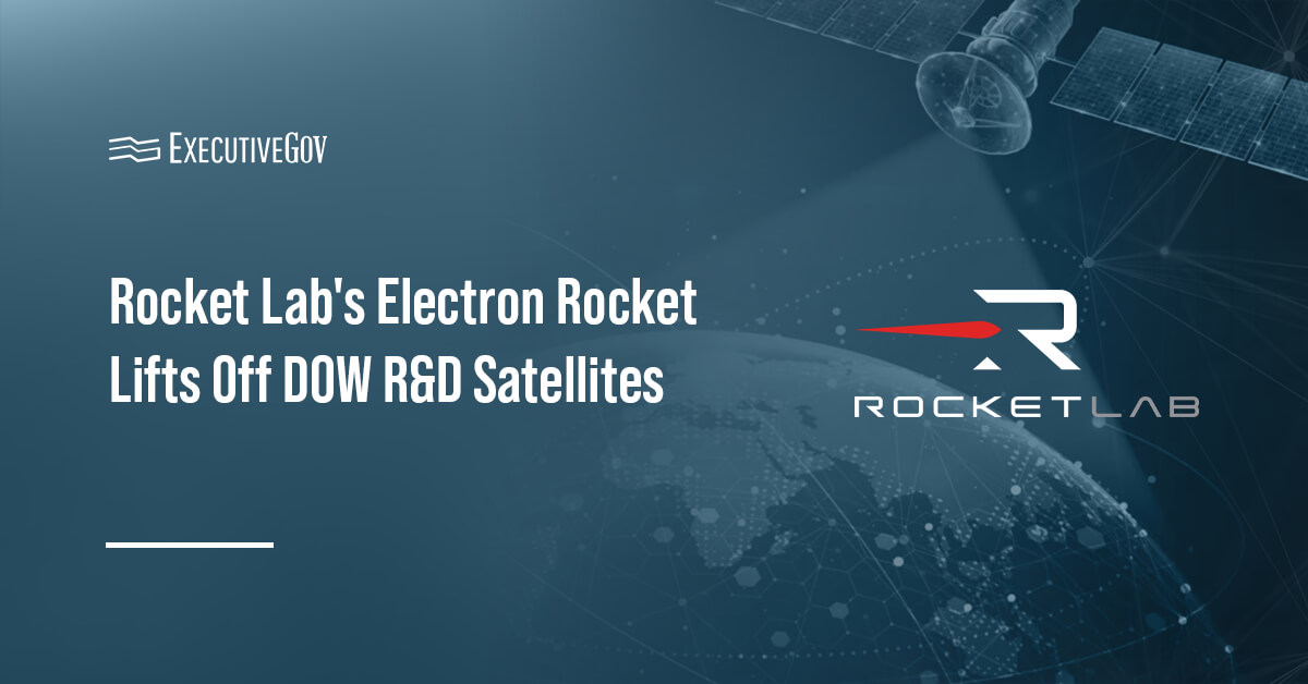 Rocket Lab logo. An Electron spacecraft launched DOW satellites under the STP-S30 mission.