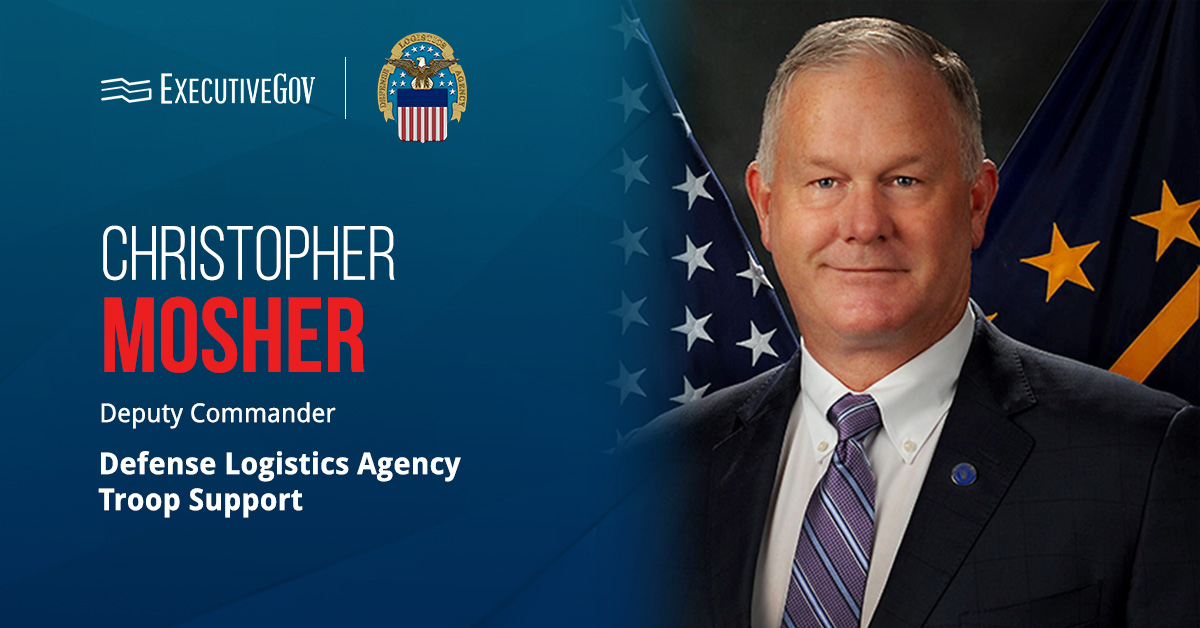 Christopher Mosher. The DLA Troop Support deputy commander commented on AI and digital workforce concepts.