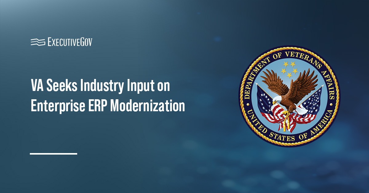 VA logo. VA issued an RFI seeking industry input on ERP platform modernization.