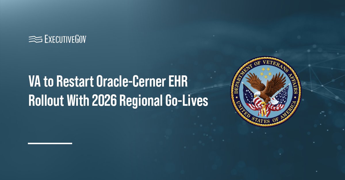 VA logo. VA unveiled plans to deploy its Oracle-Cerner EHR at 13 sites in 2026.