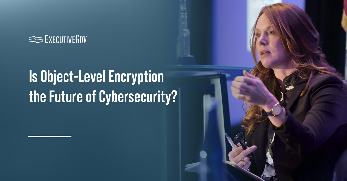 Angel Smith. Virtru's global head of public sector during panel discussion at the Potomac Officers Club's 2026 AI Summit