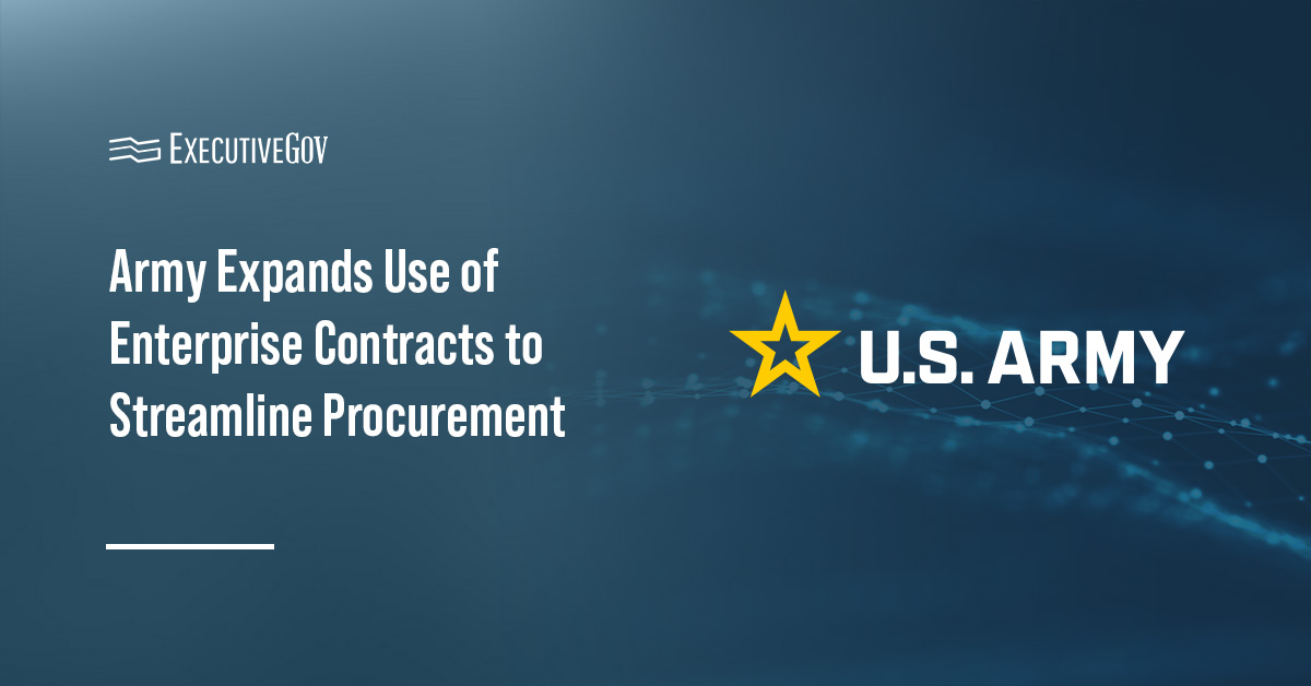 U.S. Army logo. The Army is expanding its use of enterprise contracts to streamline procurement.