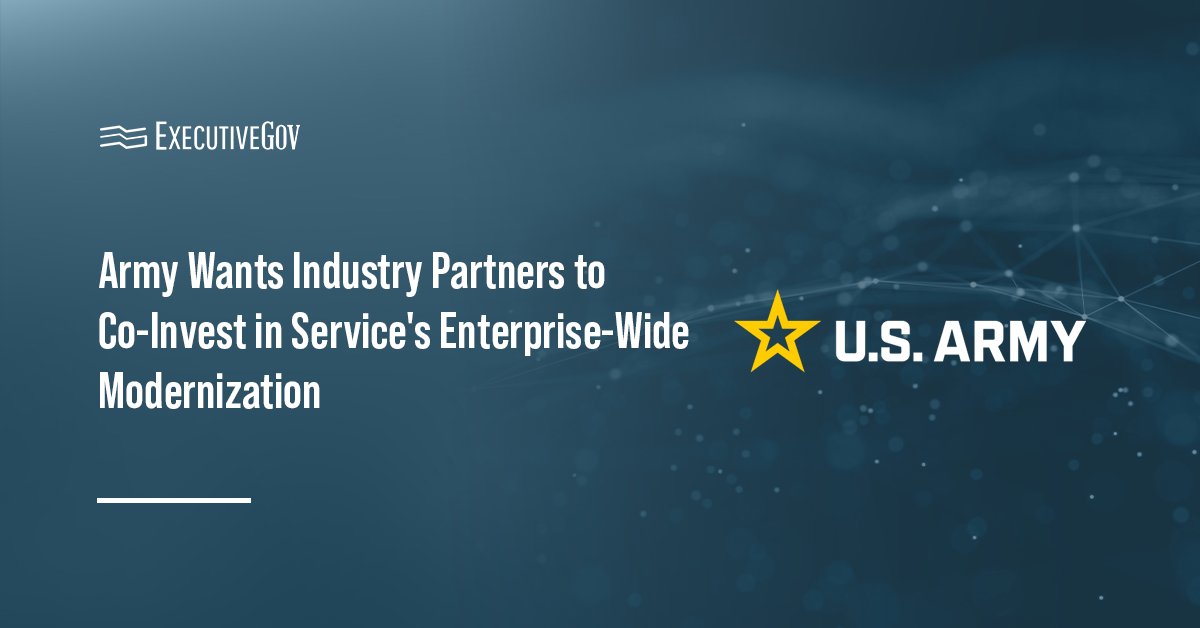 army-modernization-rfi-invest-installations-tech-oib U.S. Army logo. The U.S. Army introduced a new co-investment model to support its modernization