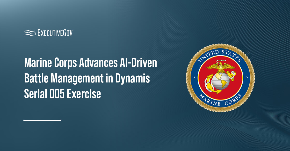U.S. Marine Corps seal. USMC conducted the Dynamis Serial 005 exercise to advance AI-driven battle management capabilities.