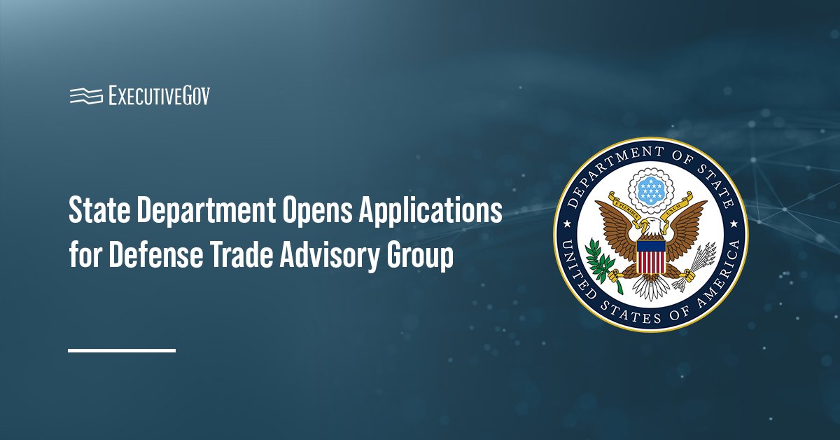State Department logo. The State Department seeks experts to join the Defense Trade Advisory Group.