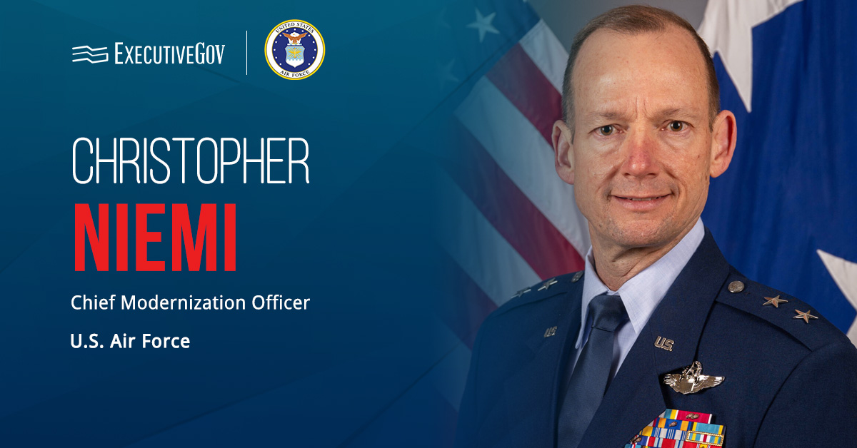 Air Force CMO Christopher Niemi. Christopher Niemi has been nominated as chief modernization officer of the U.S. Air Force.