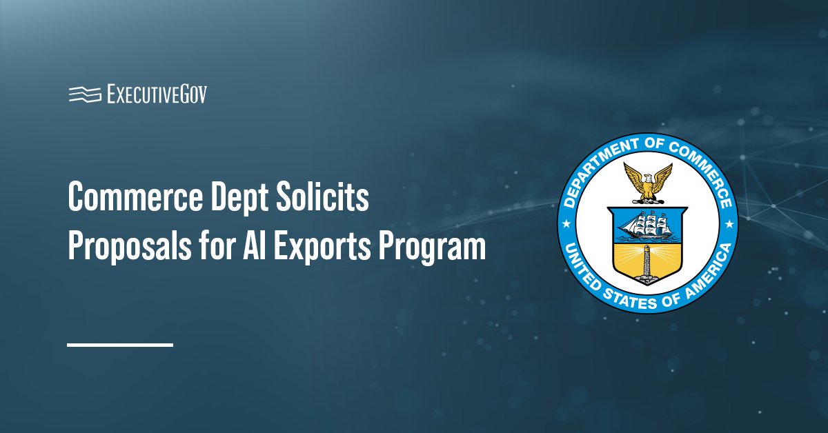 Department of Commerce seal. The department is seeking proposals from U.S. companies under the American AI Exports Program.