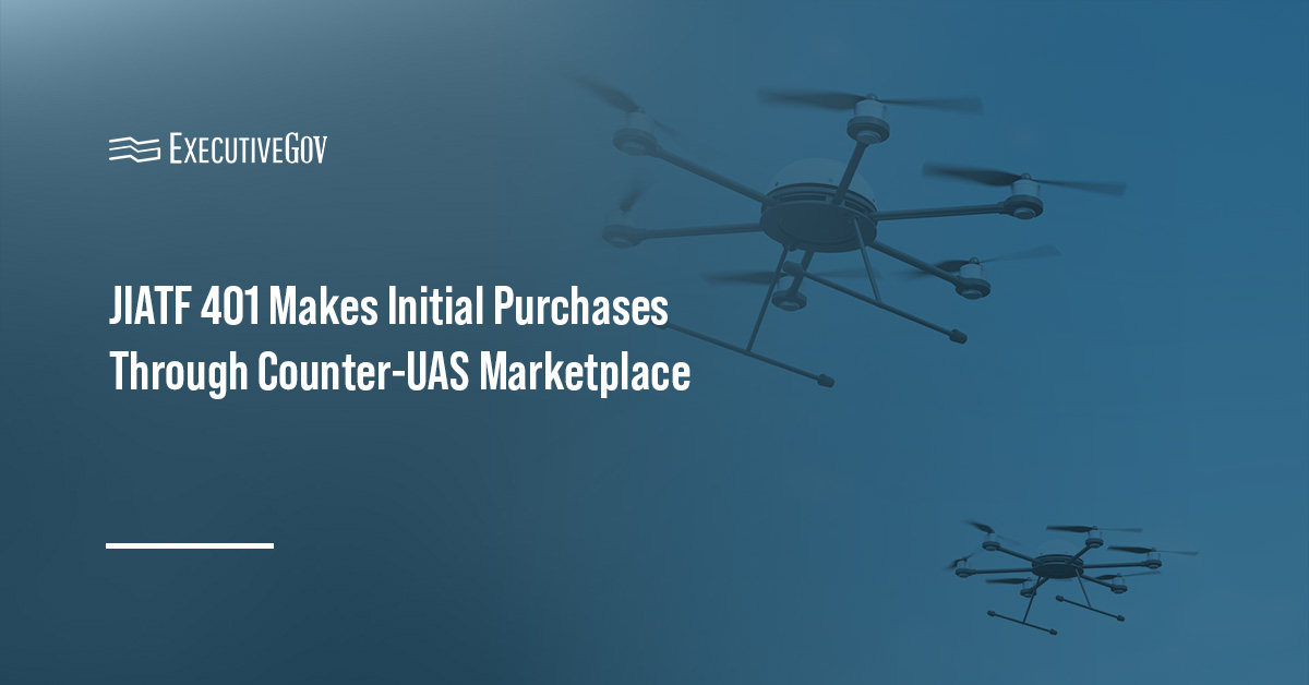 Drone swarm. Army-led JIATF 401 has completed four purchases through its counter-UAS marketplace.