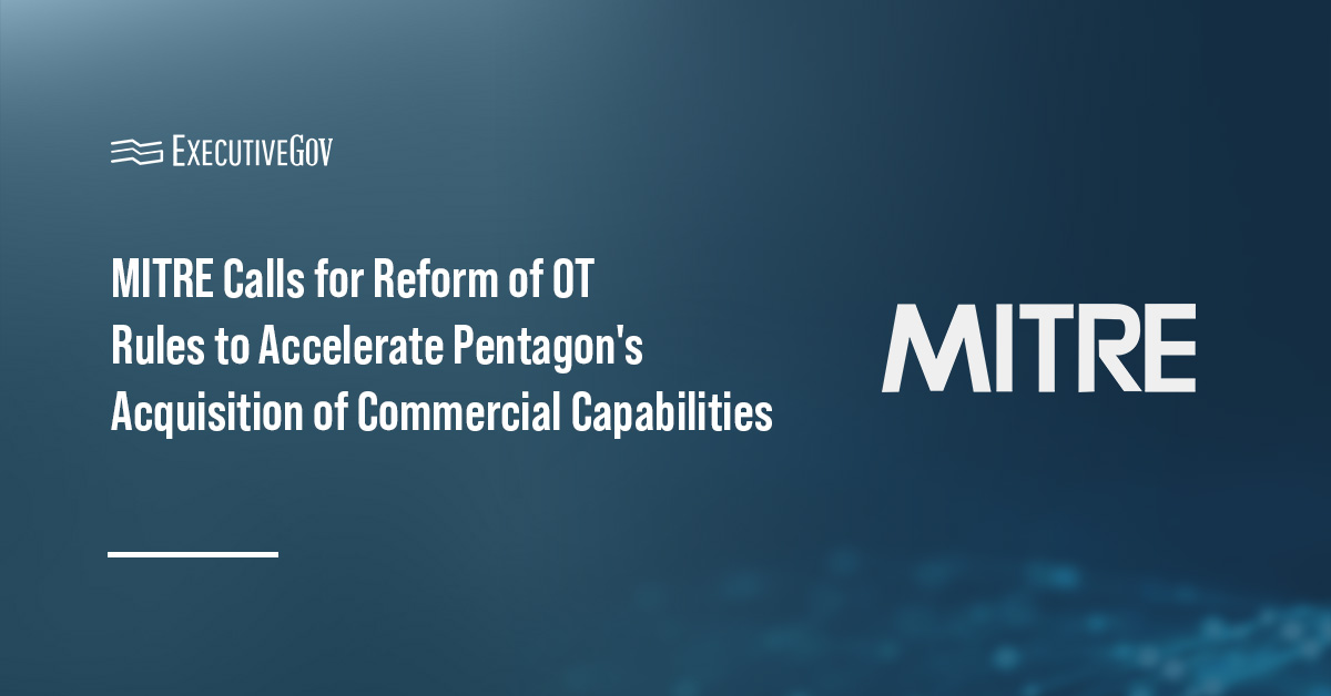 MITRE logo. MITRE issued a new report on existing regulations limiting use of OTs at the Pentagon