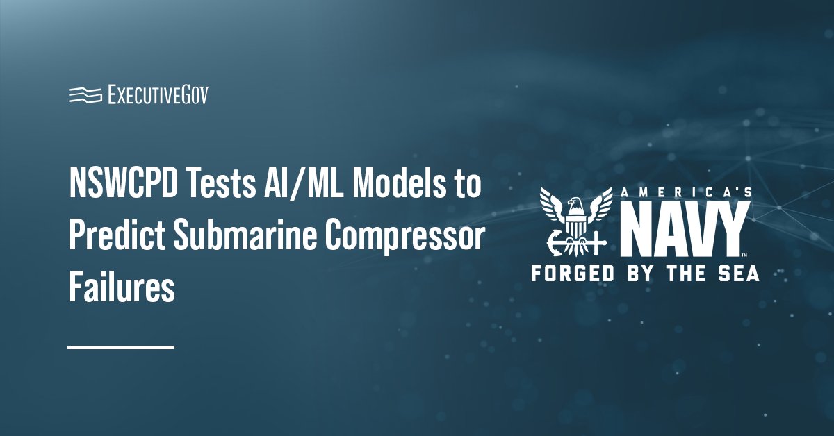 US Navy logo. NSWCPD has begun testing AI models to detect early signs of submarine compressor failures.
