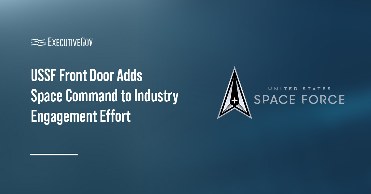 U.S. Space Force logo. USSF Front Door has partnered with U.S. Space Command to facilitate industry engagement.