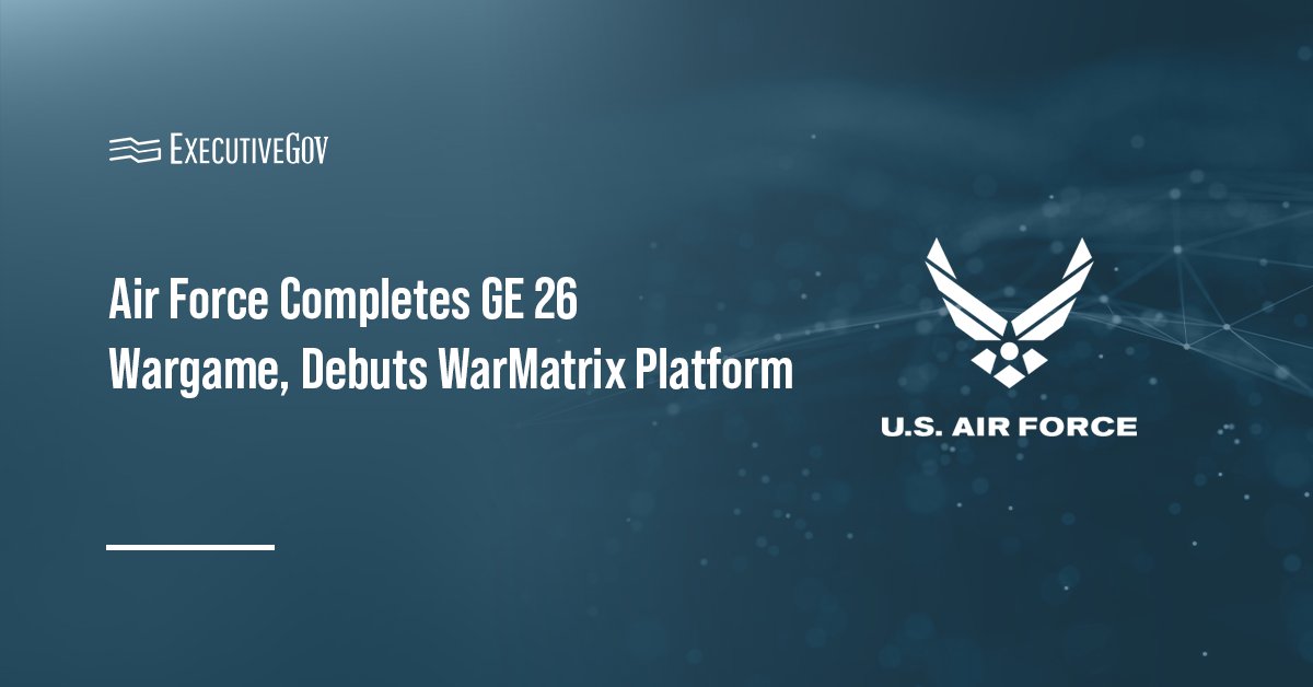 U.S. Air Force logo. The U.S. Air Force has completed the GE 26 Benchmark Wargame and debuted the WarMatrix platform.