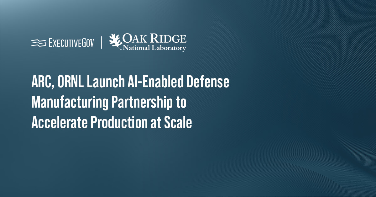 ORNL logo. ORNL and ARC signed an MOU for AI-enabled defense manufacturing.