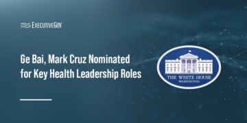 White House logo. The White House announced that Ge Bai and Mark Cruz have been nominated to key health leadership roles.