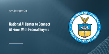 Commerce Department logo. Commerce's National AI Center is working to connect American AI companies with federal agencies.