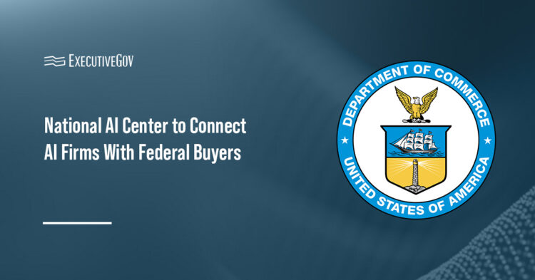 Commerce Department logo. Commerce's National AI Center is working to connect American AI companies with federal agencies.