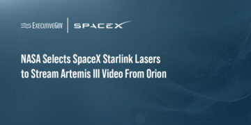 NASA Selects SpaceX Starlink Lasers to Stream Artemis III Video From Orion Executive Gov SpaceX logo. NASA will mount two SpaceX Starlink mini laser terminals on Orion to downlink 4K video during Artemis III.