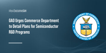 Commerce Department seal. The Government Accountability Office is urging DOC to create plans for semiconductor R&D programs.