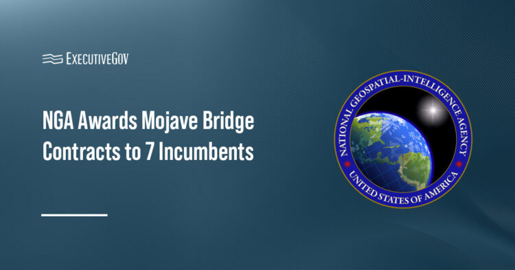 NGA Awards Mojave Bridge Contracts to 7 Incumbents Executive Gov NGA logo. The National Geospatial-Intelligence Agency awarded seven sole-source bridge contracts to sustain mission support services.