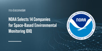 National Oceanic and Atmospheric Administration logo. NOAA has selected 14 companies to supply commercial satellite data.