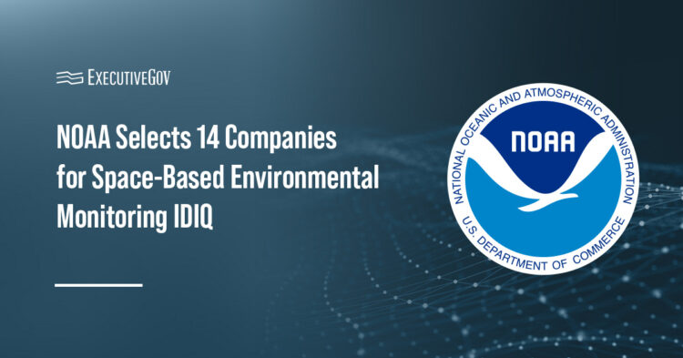 National Oceanic and Atmospheric Administration logo. NOAA has selected 14 companies to supply commercial satellite data.